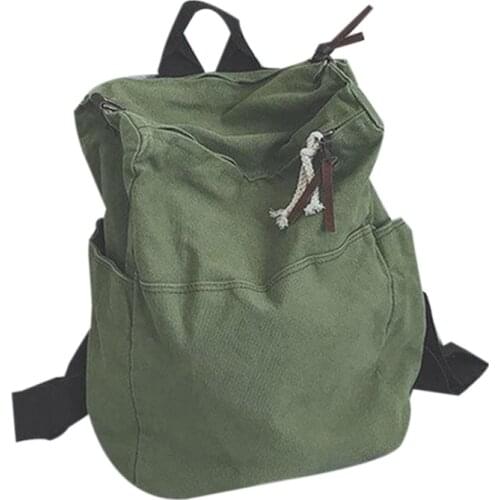 College Style Literature and Art Large-Capacity Student Schoolbag Men and Women Backpack Backpack Green