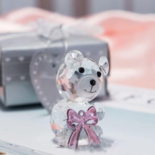 High-Quality Cute Bear Crystal Figurine With A Heart Shaped Ornament Glass Animal Miniature Love Romantic Gifts Home Decoration