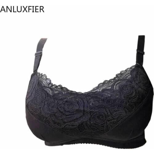 X9031 Silicone Breast Bra Mastectomy Bra Red Lace Pocket Bra 95C for Fake Breast Forms Prosthesis Cancer Lingerie Plus Size
