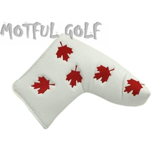 Golf Putter Headcover Red Maple Leaf Embroidery Putters Head Cover PU Protect Cover