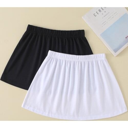 Women Cotton A-Line Fake False Hem Elastic Waist Solid Color Detachable Skirts Detachable Underskirt Apron Clothing Accessories