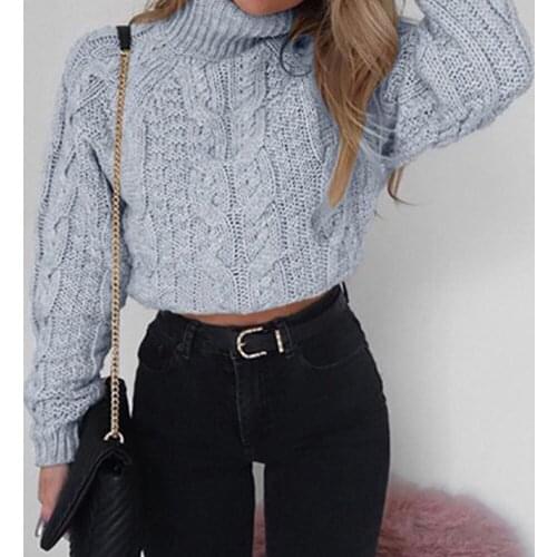Twist Turtlenecks Sweaters For Women Fashion Slim Cropped Jumpers Knitwear Autumn Fashion Solid Pullover Female Warm Sweater Hot