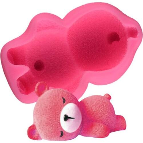 1Pcs Silicone 3D Lovely Little Bear Soap Molds Fondant Cake Molds Soap Chocolate Mould Silicone Mold for Soap Making