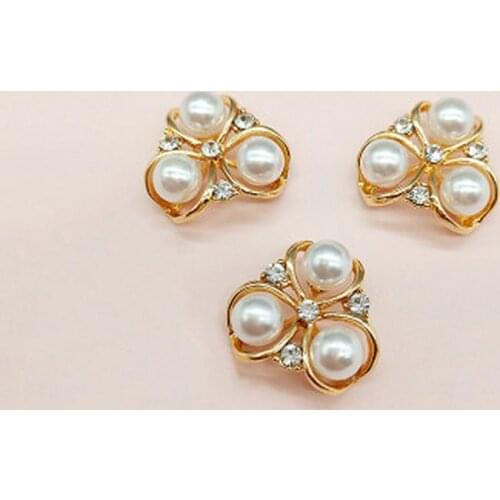 10 pcs/lot New Alloy Creative Gold Pearls Rhinestone Buttons Ornaments Earrings Choker Hair DIY Jewelry Accessories Handmade