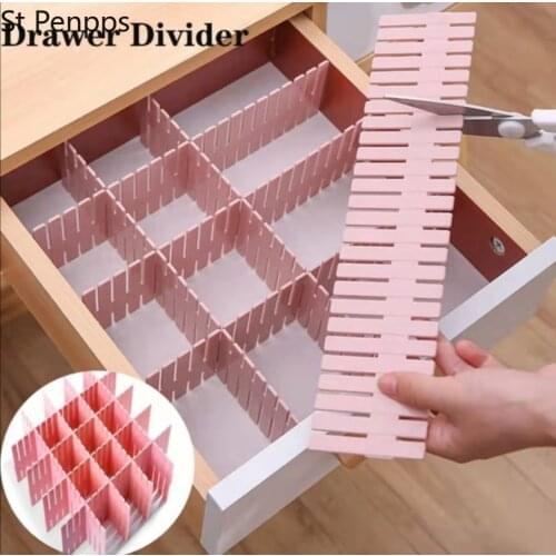8pcs Drawer Divider Adjustable Plastic Free Combination Partition Storage Shelves Organizer Underwear Socks Makeup Clapboard