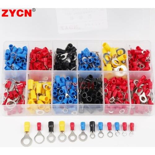 420Pcs/Box RV Ring Terminal Crimp Connector 12 in1 Copper Insulated Cord 0.5-6mm2 Eletrical Wire Cable End Butt SV Bullet Plug