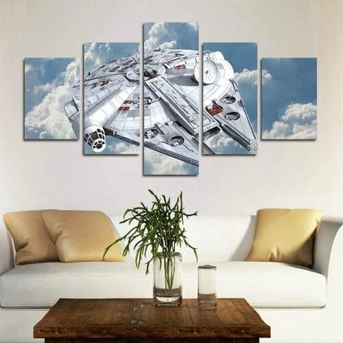 5 pieces of Millennium Falcon Fighter Canvas Paintings Star Wars Art Posters and Prints Print Mural Boys Room Home Wall Decor
