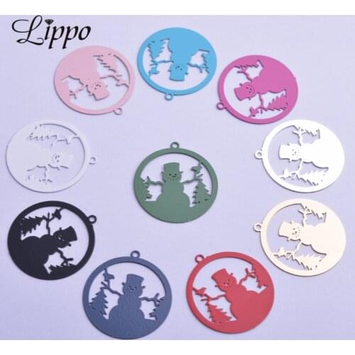 50pcs AC11702 20*22mm Christmas Jewelry Charms Snowman Pendant DIY Earrings Decorate