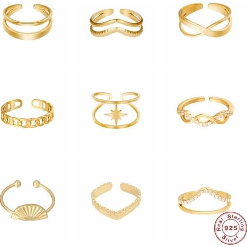 Aide 925 Sterling Silver Minimalist Cross Rings for Women Girls Vintage Adjustable Finger Rings Anillos Wedding Party Jewerly