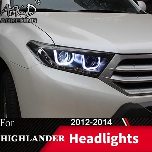 Head Lamp For Car Toyota Highlander 2012-2014 Kluger Headlights Fog Lights Day Running Light DRL H7 LED Bi Xenon Bulb Car
