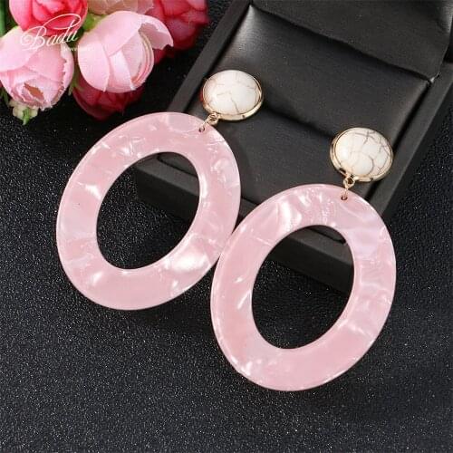 Badu Big Bohemian Acetic Acid Earring Round Acrylic Dangle Drop Earrings for Women Holiday Fashion Jewelry Wholesale