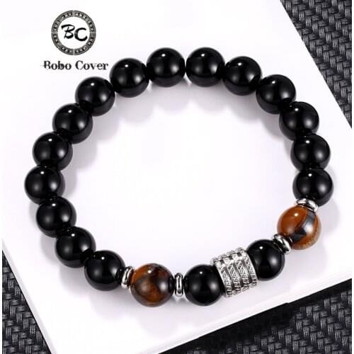 Beads Strand Bracelet Men 8mm/10mm Tiger Eye Stone Charm Stainless steel Accessories Chain Bracelets Women Jewelry Gift Pulsera