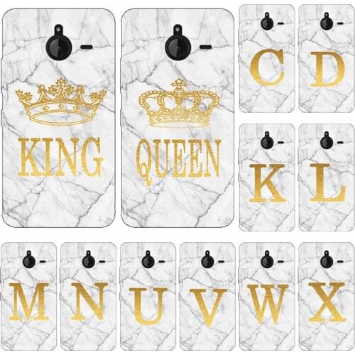 Phone Case for Microsoft Nokia Lumia 640 XL 650 730 735 630 550 540 535 White Marble Golden English Letter Fashion Back Cover