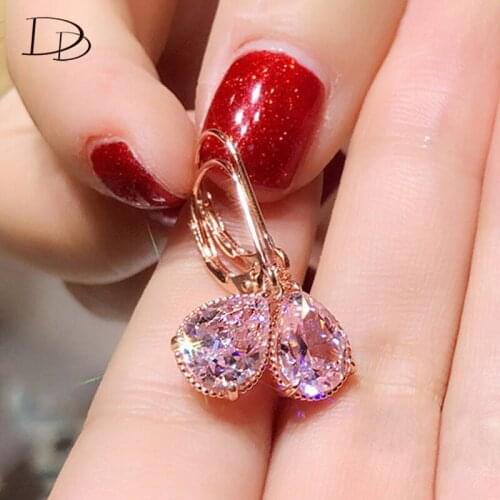 DODO S925 Drop Long Earrings For Women Wedding Engagement Bridal Jewelry Pink Cubic Zirconia Dangle Earring Boucle Oreille Femme