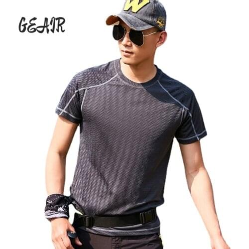 Outdoor Mens Quick-drying T-shirt Short Sleeve Summer Thin Breathable Running Sports Fitness Couple Tops Clothes Custom Logo