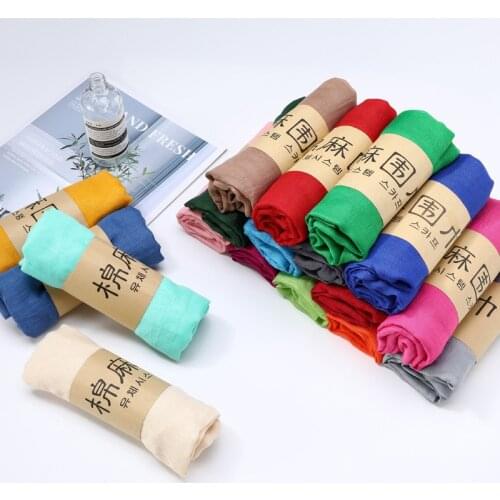 Cotton Linen Scarves Solid Color Cape Shawl Ultra Luxury Brand Muslim Hijab Muffler Scarf Candy Color Womens Scarves