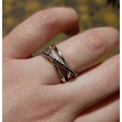 Yanleyu 100% 925 Sterling Silver Ring for Women New Trendy Black Zircon Cross Finger Ring Wedding Jewelry Gift PR425