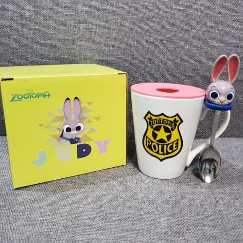 300ml Disney Zootopia Water Cup Rabbit Judy Funny Ceramic Cup Creative Mug Cute Rabbit Festival Gift Breakfast Milk Coffee Cup