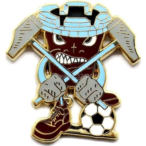 Custom metal hard enamel hammer football pin badge