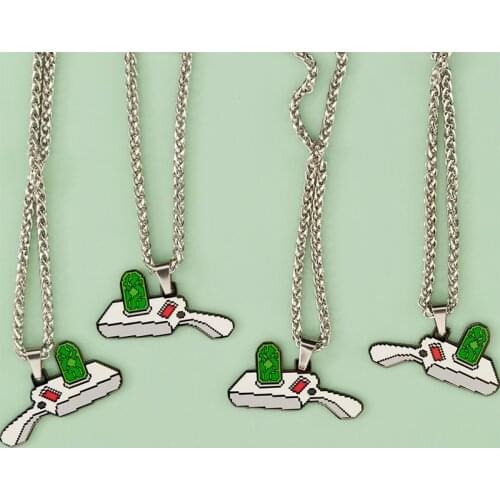 Mosaic style metal necklace cartoon time personality fashion key chain necklace pendant
