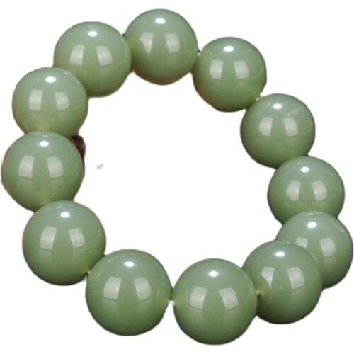 Chinese Hand-Carved Natural Hetian Jade Hand-String Blue And White Jade Balls Bracelet