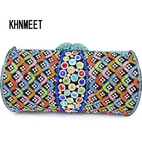 Newest Multicolor Fashion Diamond Crystal banquet Clutch Bag Sparkly Diamante Bride Evening Bag Silver Wedding Handbags sc509