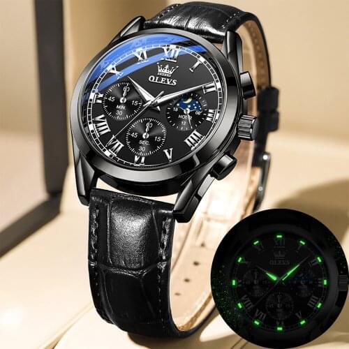 OLEVS New Mens Quartz Watches Fashion Business Waterproof Wristwatch Men Luxury Breathable Leather Sports watch men Gifts