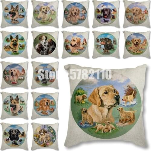 Shepherd dog golden retriever Bulldog Sofa Decorative Cushion Cover Pillow Pillowcase Polyester 45*45 Throw Pillow Home Decor