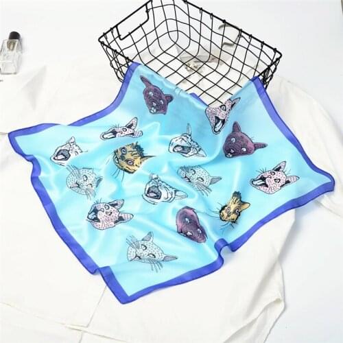 Fashion Square Scarves Headscarf Animal Head Printing Silk Scarf Bandanna Professional Neckerchief Womens Neck Scarf Shawl R25