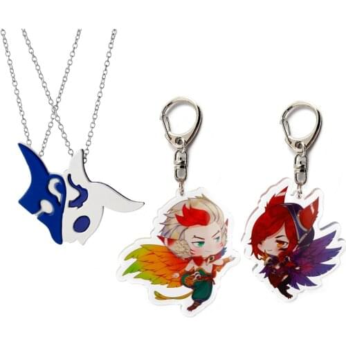 Game Jewelry Kindred the Eternal Hunters Necklace LOL Kindred Wolf and Lamb Mask Pendant Couple Necklace Gift for Friends Lovers