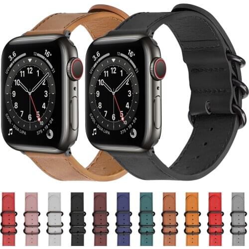 100% Genuine Cow Leather loop Bracelet Belt Band for Apple Watch 6 SE 5 4 42MM 38MM 44MM 40MM Strap for iWatch 5 4 3 2 watchband