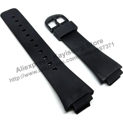 16mm Black Rubber Watch Band / Strap Compatible for Casio AW-36 , AW-36-1E1V