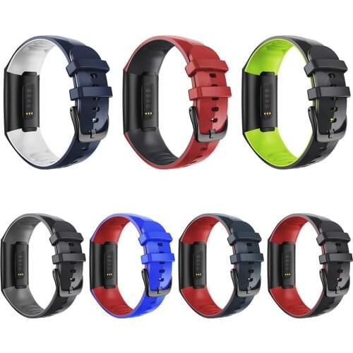 For Fitbit Charge 3 / 4 Silicone Sport Watch Band Replacement Bracelet Wrist Strap Fashion Smart Watch Dual Color Strap Band