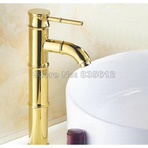 Luxury Golden Brass Bathroom Faucet NEW Wash Basin Mixer Sink Tap Single Hole Deck Mounted Faucets j036