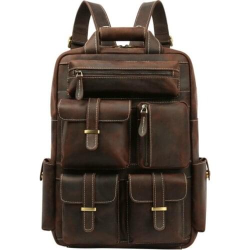 Bags Durable New Laptop Leather Fashion For Men Mens Mens Travel Backpack Classic Capacity Vintage Backpack Genuine Backpack