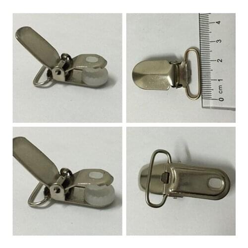 3 pcs/lot 2.5cm silver Metal Suspender Ribbon braces Clips Hook Holder duck-mouth buckle 2016 NEW with round plastic insert