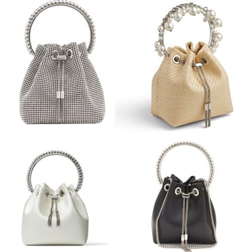 Bling crystal clutch evening bag Women Luxury designer Korean Evening Totes Rhinestone bucket shoulder bag wedding party ladies