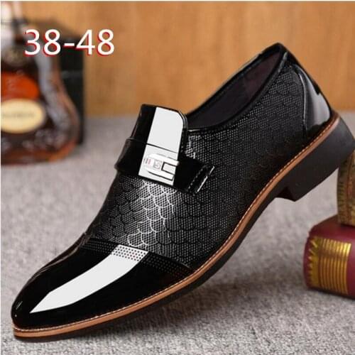 Mens Dress Shoes Fashion Elegant Formal Wedding Shoes Men Slip On Office Oxford Shoes For Men Black Man Slip On Masculino