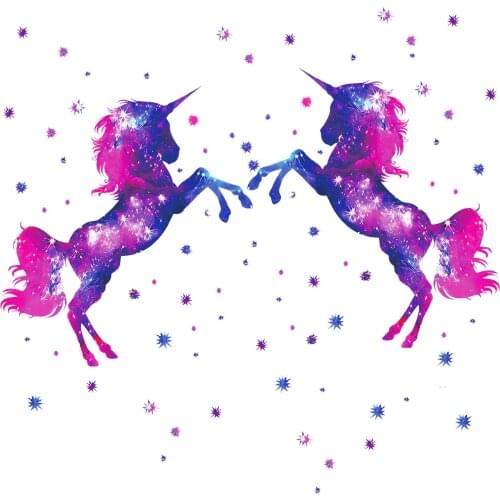 Space Shine Unicorn Wall Stickers Vinyl Decorative For Kids Bedroom Cabinets Decorations Home Living Room Decor Sticky Wallpaper