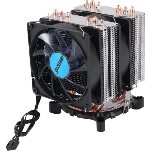 WISENOVO T90 CPU Radiator 6 Heat Pipe Twin Tower Streamer Blue 4PIN PWM Silent Fan Desktop Radiator for /AMD (Dual Fan)