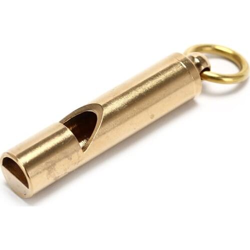 1pc Brass EDC Emergency Safety Survival Whistle Keychain For Camping Tools