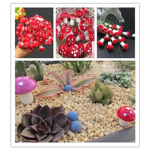 10-100Pcs/Set colorful Mini Mushroom Miniatures Artificial Garden Fairy Moss Resin Crafts Decorations Stakes Craft For Home 2cm