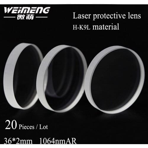 20 pieces/bag 36*2 circular H-K9L laser Protective lens & Window Glass DOUBLE SIDE yellow Film for Cutting machine