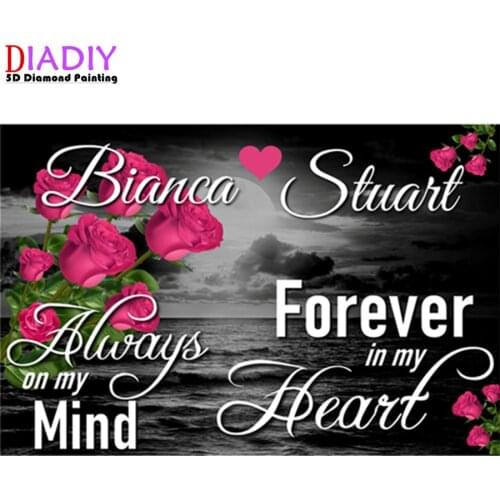 Diy 5D diamond painting full circle flower butterfly English word embroidery mosaic home decoration