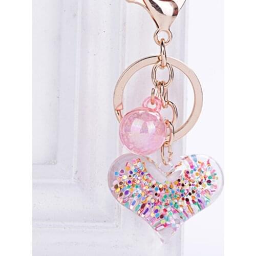 Keychain New Fashion Stereo key Ring Creative Mobile Phone Bag Car Pendant Keychain Transparent Heart-shaped Cute Love Key Acces