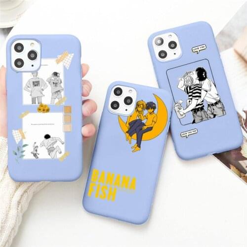 Japan Anime Banana Fish Phone Case for iPhone 12 mini 11 Pro Max X XR XS 8 7 6s Plus Candy purple Silicone cover