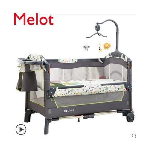 Wood Baby Bed Environmental Protection Safety Multifunctional Family Practical Children Foldable Game Bed with Mosquito Net