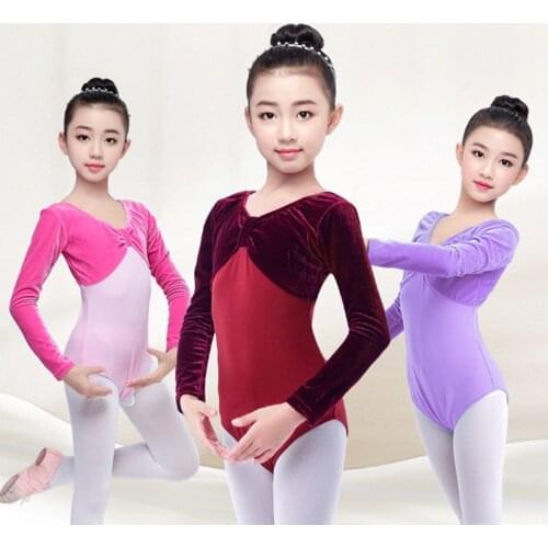 Children Girls Clothes Dance Performance Costume Long Sleeve Ballet Tutu Yoga Latin Dance Rompers Jumpsuits Kids Girl Clothing