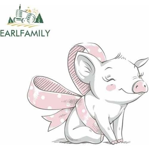 EARLFAMILY 13cm x 11cm for Piglet Cute Funny Car Stickers Vinyl Sunscreen RV VAN Fine Decal JDM Car Accessories Logo Cartoon