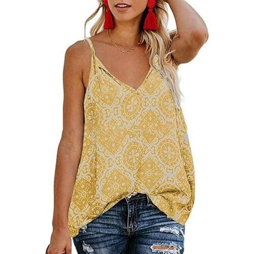 Euro American New Printing Loose Fashion Sling for Women Summer V-Neck Sleeveless Top Vest